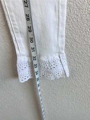 NWT 7 For All Mankind Gwenevere Ankle Skinny Eyelet Jeans White 23 thumbnail 4
