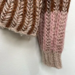 Democracy Chunky Knit V Neck Striped Relaxed Fit Sweater Pullover size XL thumbnail 4