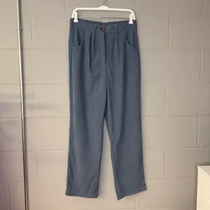 NWT HALARA Mid Rise Zipper Pocket Corduroy Casual Pants in Blue Women’s Sz Large thumbnail 5