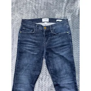 FRAME Le Skinny de Jeanne‎ Jeans Dark Wash Raw Hem Denim Size 28 thumbnail 2