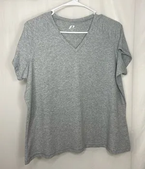 NWOT ProSpirit women’s gray v-neck short sleeve athletic top shirt stretch XL‎ thumbnail 1