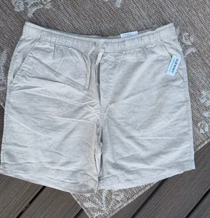 NWT Old Navy Beige Drawstring Linen-Blend Shorts thumbnail 1