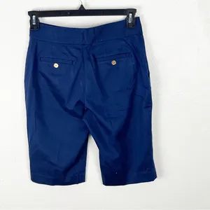 LAUREN RALPH LAUREN Navy Gold Buttons Pockets Bermuda Shorts 2 Preppy Modest thumbnail 2