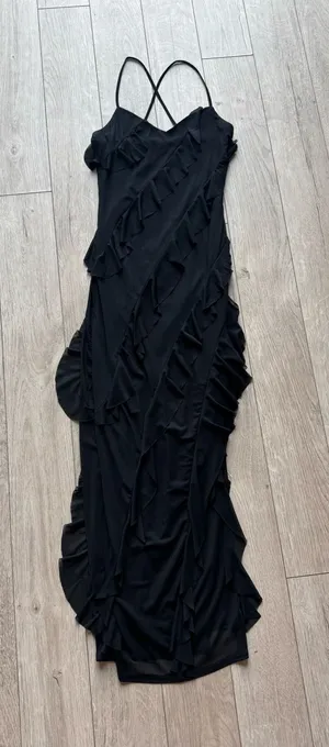Sincerely Jules Black Ruffle Maxi Dress thumbnail 1