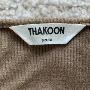 Thakoon Rib Knit Square Neckline Long Sleeve Tee Brown Size Medium thumbnail 2