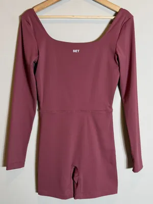 Set Active Sportbody Long Sleeve Shortysuit Romper Women's Medium Canyon Red Gym thumbnail 6