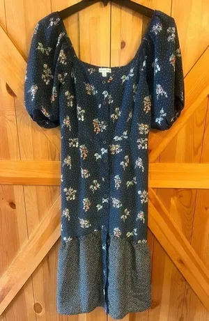 Ophelia Roe Button Front Dress Size Med Floral Short Sleeve Off Shoulder (1149) thumbnail 1