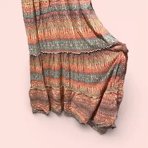 Source Unknown Cute stretchy tiered shell button front maxi dress aztec boho breezy smocked thumbnail 6