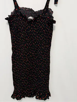 Free People Bella Black Floral Print Smocked Bodycon Mini Dress Large thumbnail 11