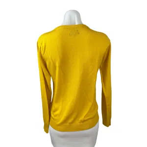 Park Avenue Women's Yellow Cashmere-Like Long Sleeve Knit Sweater Top Size 12 thumbnail 4