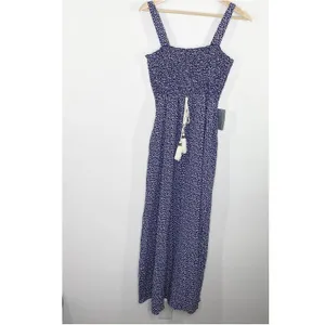 West Kei Navy Blue Dot Print Square Neck Maxi Dress‎ Women's Size Medium M NWT thumbnail 9