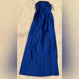 NEW Alfred Sung Strapless Satin Twill Column Gown w/ Removable Train sz 8 Blue thumbnail 8
