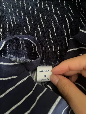 Old Navy Blue White Striped Wide Leg Jumpsuit Medium Coastal Nautical Beach thumbnail 7