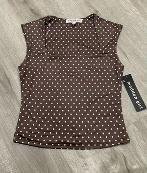 Madden Girl brown polka top thumbnail 1