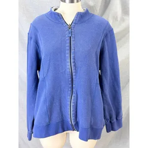 Orvis Womens Blue‎ Gray Reversible Mock Neck Knit Sweatshirt Jacket Full Zip L thumbnail 8
