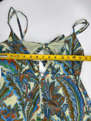 House of Harlow 1960 Green Blue Orange Paisley Lined Dress 100% cotton thumbnail 11