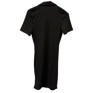 Source Unknown Black Ruched Bodycon Full Button Front Short Sleeve Mini Dress Womens Small thumbnail 7