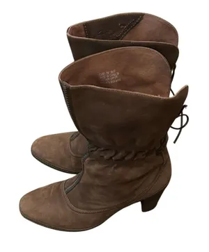 Clarks Artisan Boots Women 7M Brown Excellent Leather Lace Up Corset‎ Block Heel thumbnail 1