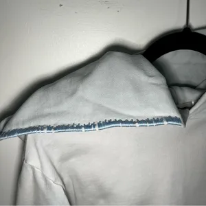 Madhappy cropped blue grey sweatshirt hoodie Raw hem Stiching medium thumbnail 4