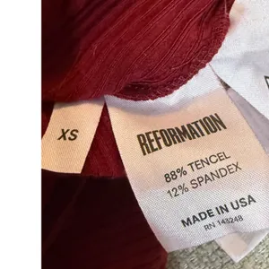 Reformation Burgundy Ribbed Long Sleeve Deep V-Neck‎ Bodysuit XS Made in USA thumbnail 4