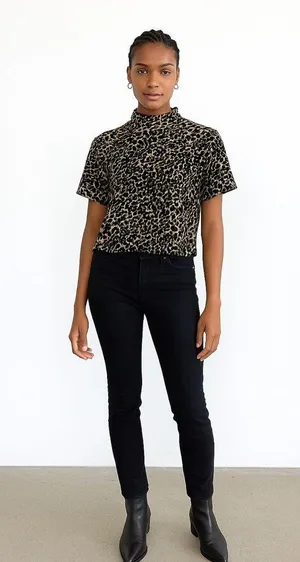 Vintage Pierre Cardin Women’s Top Size M 80s 90s Animal Print Mock thumbnail 1