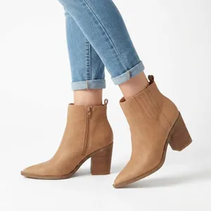 Universal Thread Tan Pointed Toe Block Heel Ankle Boots Size 8.5 thumbnail 1