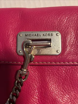 Michael Kors Fuchsia Pink Leather Shoulder Bag Silver Chain Handle And Lock thumbnail 2