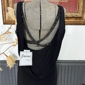 NWT Vintage Jovani Black Tie Open Back Beaded Evening Gown Size 6 💛🍄 thumbnail 6