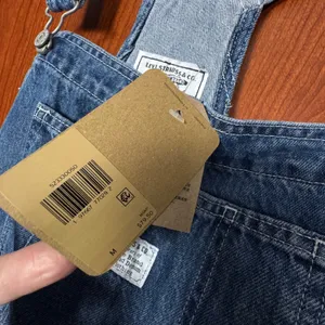 Levis Women's Medium Wash Denim Shortalls Distressed Raw Hem Romper Cut-offs Med thumbnail 6