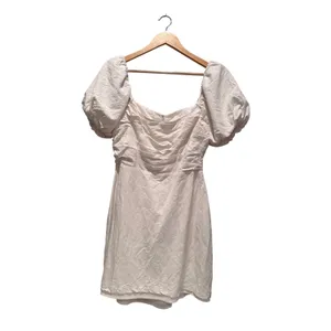 ASTR the Label White Puff Sleeve‎ Linen Mini Dress Large Graduation Milkmaid thumbnail 2