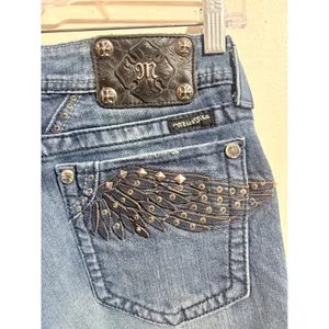 Miss‎ Me Bootcut Jeans Womens 31 Blue Excellent Angel Wing Studded JP5331B4 thumbnail 10
