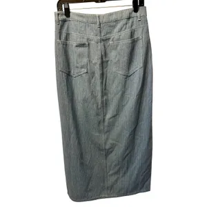 Sage the Label Denim Striped Locals Only High Slit Maxi Skirt Medium thumbnail 5