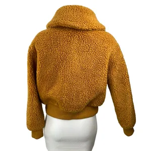 Aritzia Wilfred Free Teddy Brown High Neck Long Sleeve Bomber Coat Jacket Sz XXS thumbnail 4