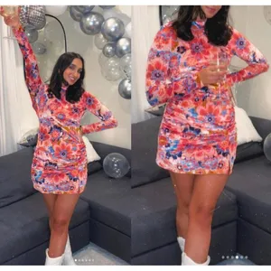 FREE PEOPLE Della Burnout Velvet Mini Dress in Fruit Punch Combo Size Large thumbnail 3