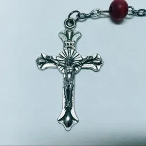 Red Beads Rosary Necklace thumbnail 2