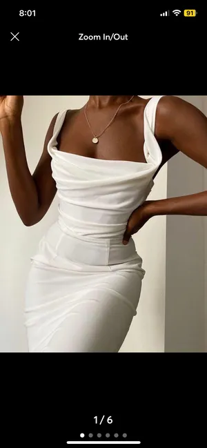 House of CB MICAELA IVORY DRAPED CORSET DRESS thumbnail 2