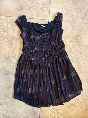 Kimchi Blue Floral Striped Romper thumbnail 1