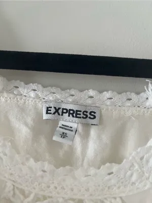 Express Ivory White Lace Ruched Tank Top Small Romantic Cottagecore Dainty thumbnail 2