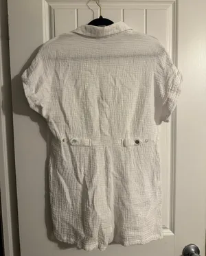 Blue Island White Linen Romper thumbnail 3