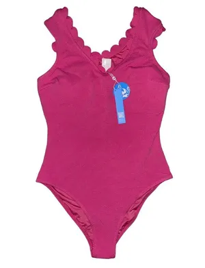 CUPSHE NWT Women's One Piece Scalloped Swimsuit Hot Pink Size Medium thumbnail 3
