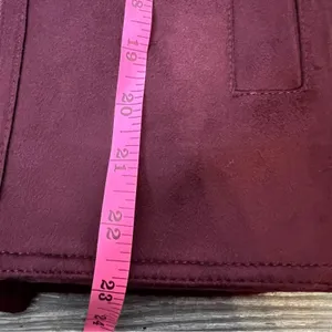 Ann Taylor Faux Suede Moto Sweater Jacket burgundy sz S‎ thumbnail 5