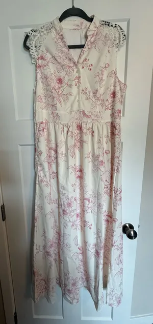 Pink and white floral dress thumbnail 1