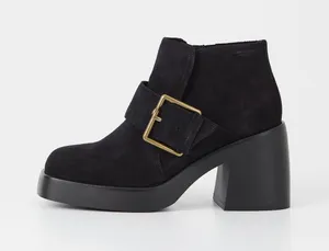 Vagabond Brooke Black‎ Suede Chunky Platform Ankle Boots Square Toe Buckle 7 thumbnail 1