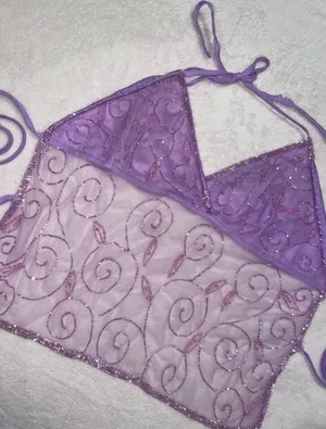 Passport purple y2k beaded tie halter top thumbnail 2