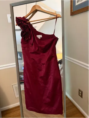 Jessica Simpson Red One Shoulder Dress Size 10 thumbnail 2