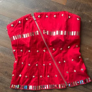 Y2K bebe Red Strapless Top with Metallic Accents thumbnail 6