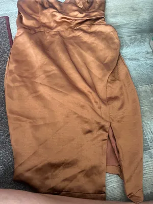 Lulus Rust Satin Slip Dress thumbnail 3