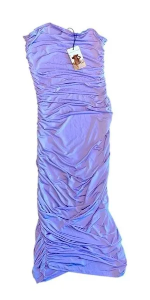 Sincerely Jules Lavender Ruch Bodycon Dress Strapless Evening Cocktail Party E1‎ thumbnail 1