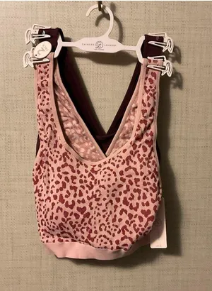 Chinese Laundry Pink Leopard-Print Sports Bra thumbnail 1