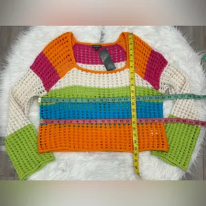 🆕 Wild Fable Pink and Orange Crochet Sweater Size M thumbnail 3